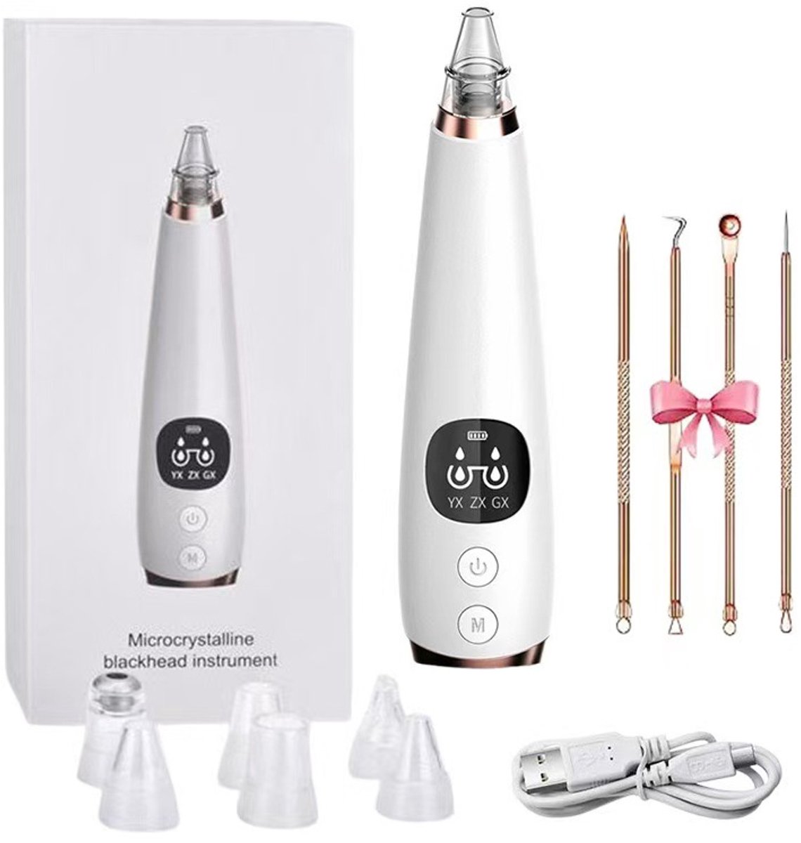 Premium Blackhead Remover I Poriënreiniger met 6 Opzetstukken Mee eters verwijderen | Acne | Comedonenlepels | Huidverzorging