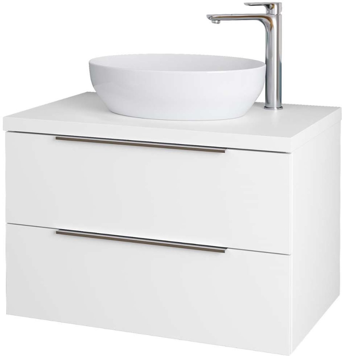 kielle Idolio - Kast inclusief wastafelblad 80x54x50 cm, met uitsparing, glanzend wit 50024800