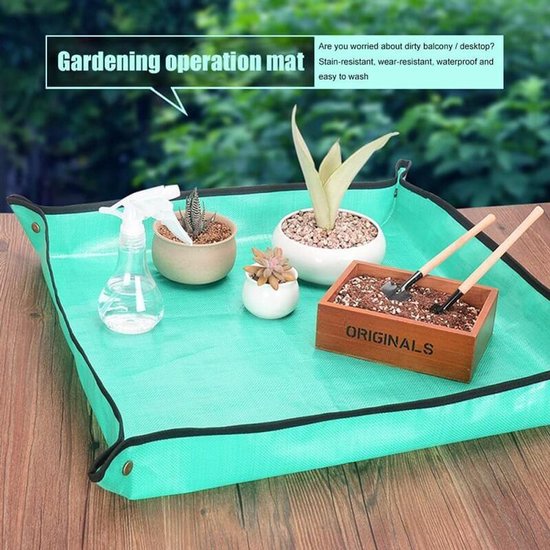 Flokoo - Verpotmat - 75 X 75 Cm - Groen Met Drukknopen - Waterdichte Mat - Plantenmat