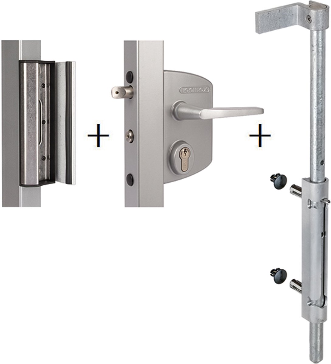 Alberts 415792 LOCINOX slotset, voor 40 mm profielen | Industrieel slot LAKQ U2 + externe grendel VSF + sluitplaat SAKL QF