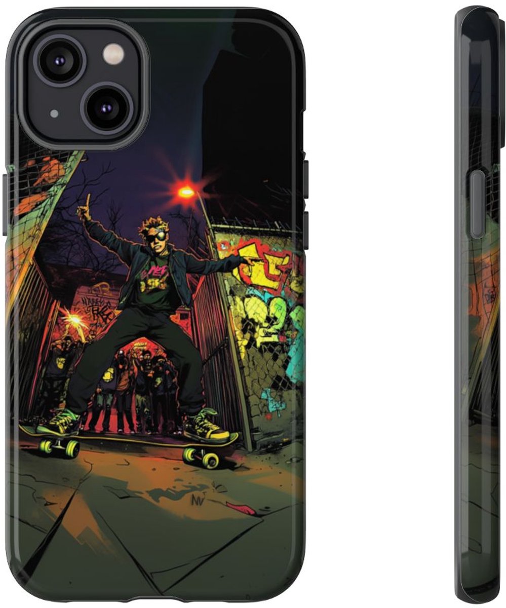 Skateboardtruc in de Nacht met Graffiti – Telefoonhoesje Geschikt voor iPhone 14 Plus