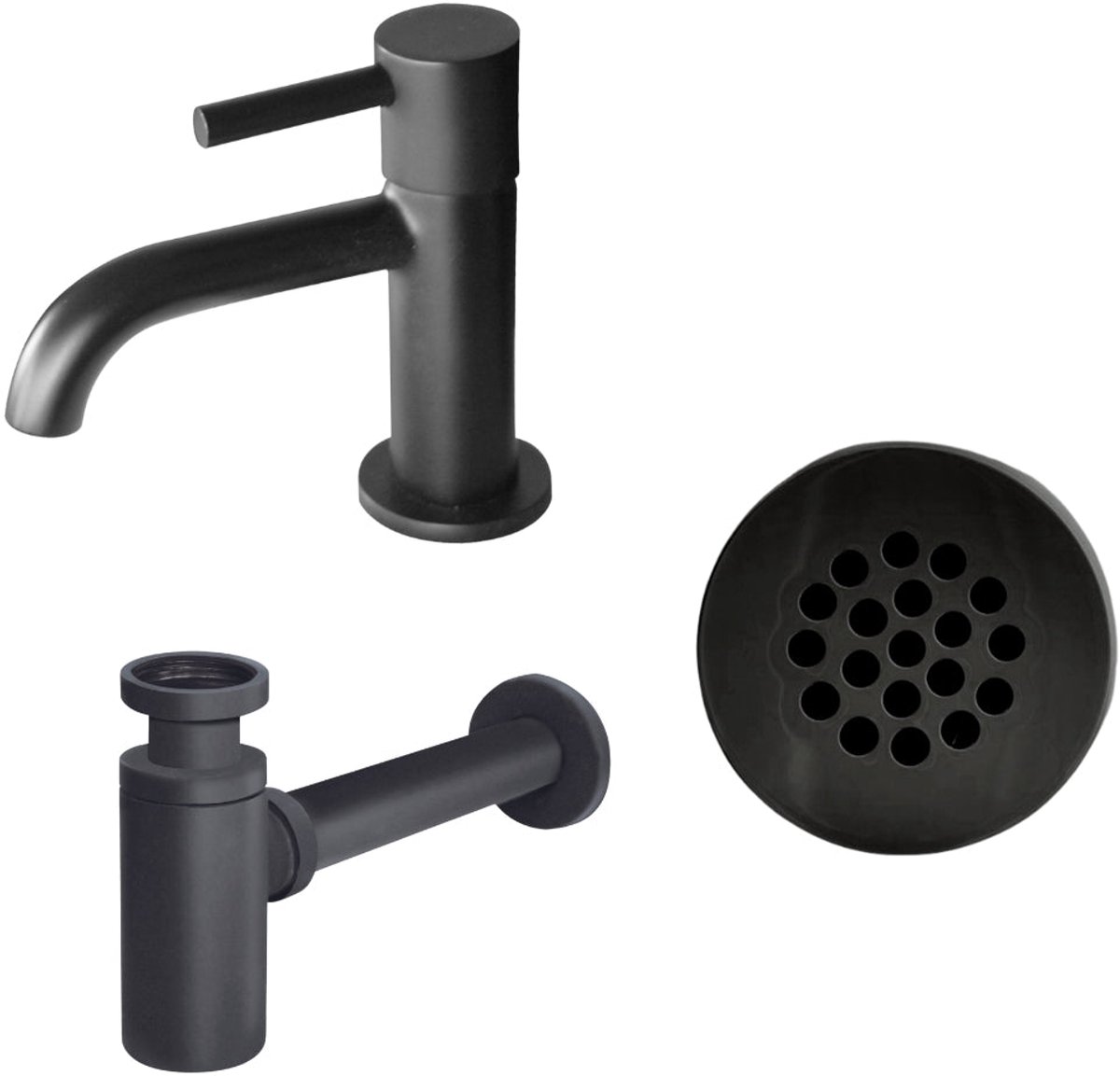 Complete Fonteinkraan Set Lena Mat Zwart Inclusief Afvoerplug by L'Aqua®