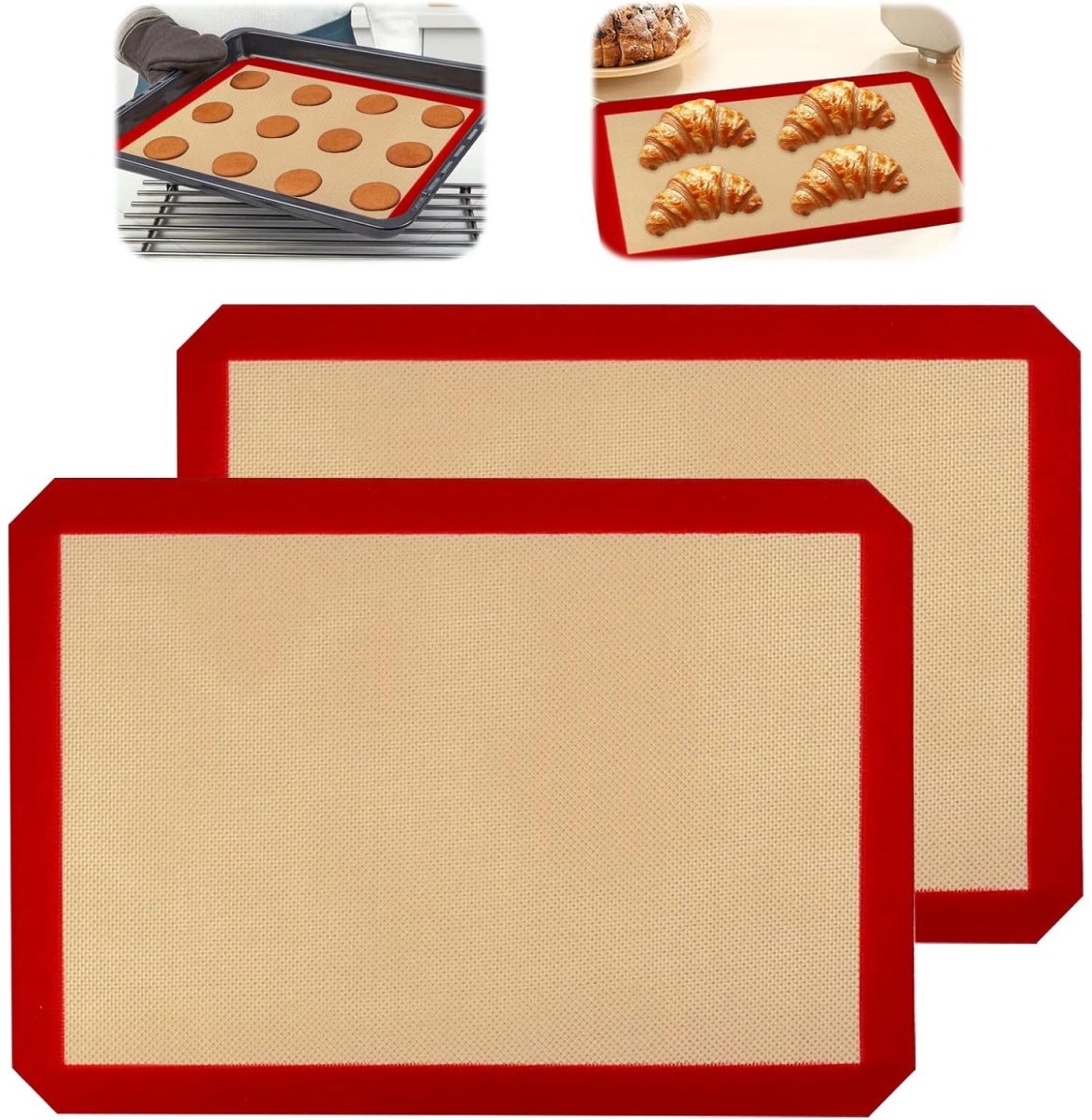 EXCITAT Bakmat - Siliconen ovenmat - Herbruikbare bakmat - Geschikt voor brood, macarons, koekjes, pizza - 30*40cm
