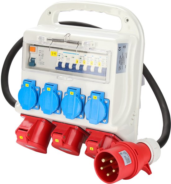 Stroomverdeler eXT met 4x230V 32A 16A CEE stopcontacten wandverdeler