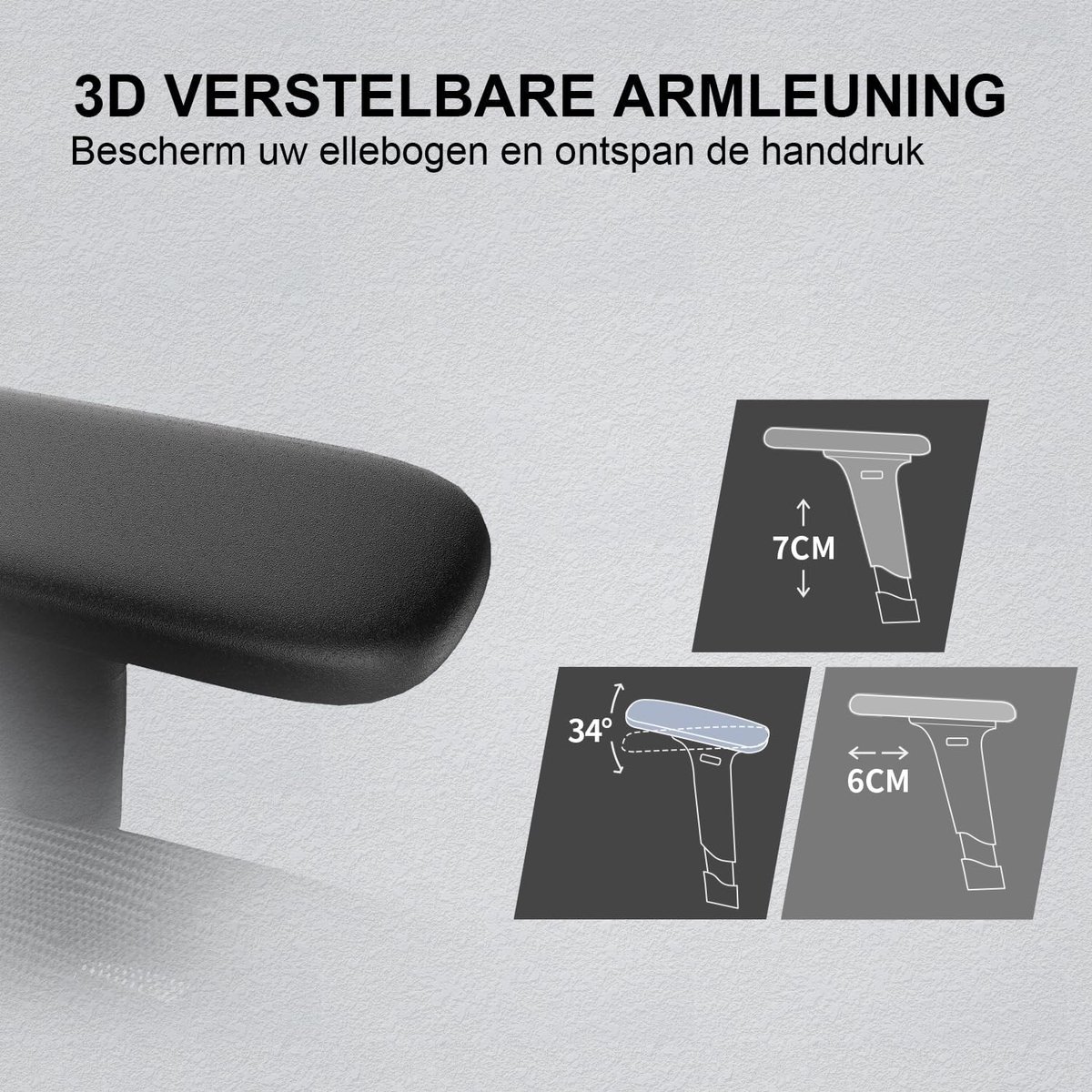 SIHOO M57 Ergonomische Bureaustoel met 3D-Armleuningen&Verstelbare Lendensteun-Premium Mesh Design voor Kantoor/Thuiswerken - 150kg Draagvermogen - 8cm Hoogteverstelling-3 Standen Kantelmechanisme (110°/116°/126°)-SGS/BIFMA Gecertificeerd——Zwart – foto 5