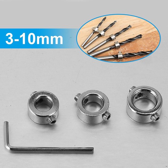Boor Diepte Stopper 3 t/m 12 mm 8 dlg - Precisie Boorhulp voor