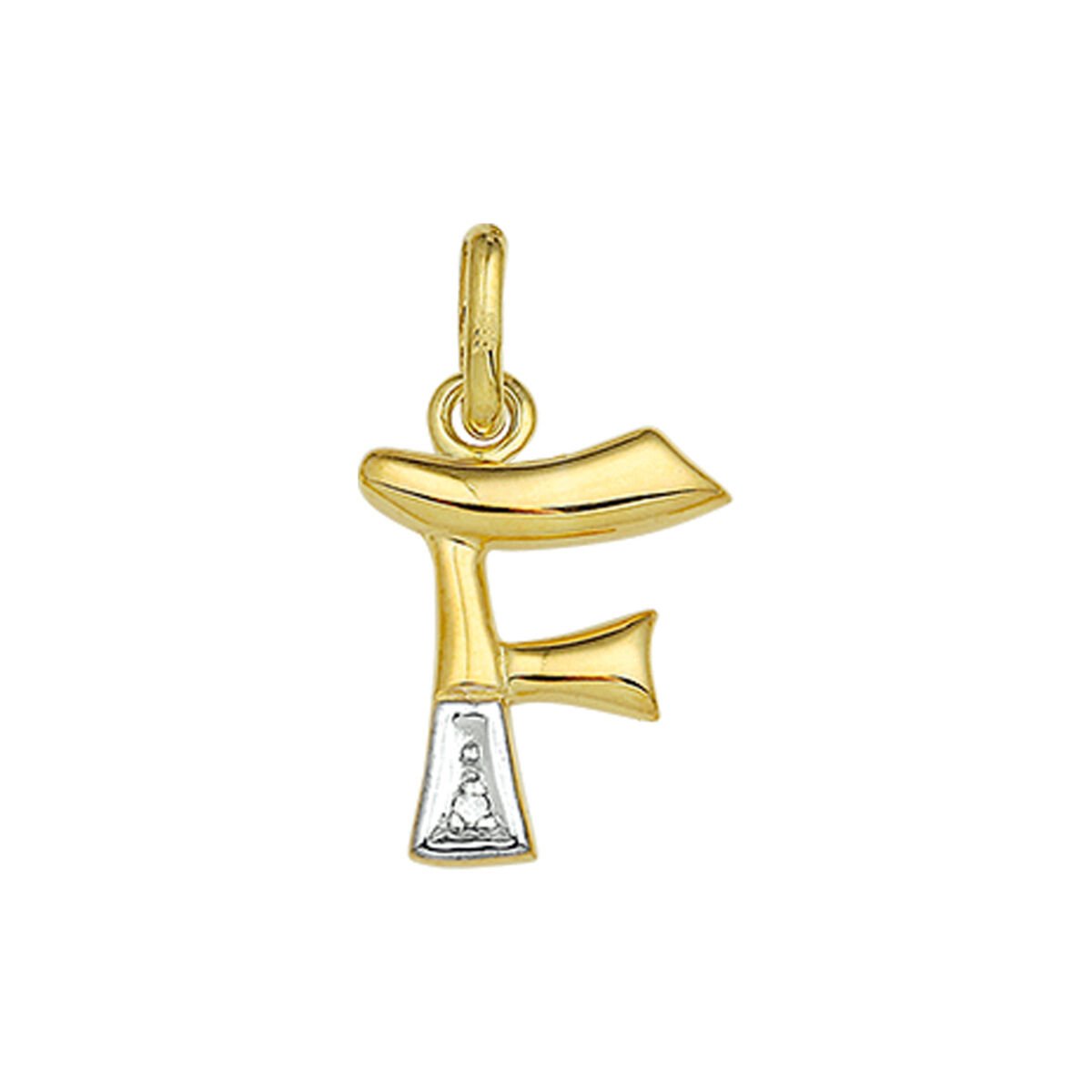Goud Hanger Letter F Diamant 14 karaats