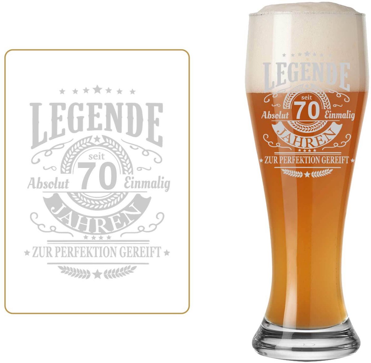 Weizenbierglas mit Gravur Legende seit 70 Jahren 0,5 l