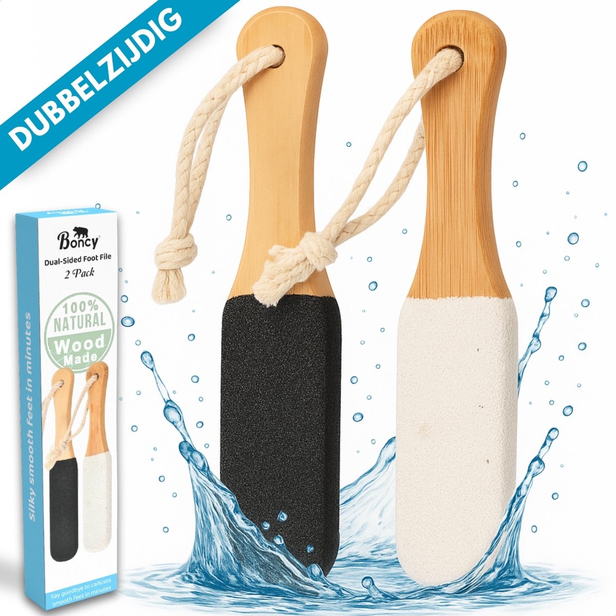 Boncy® Eeltverwijderaars 2-Pack - Puimsteen voor Eelt - Dubbelzijdige Eeltvijl Eeltverwijderaar - Voetvijl Eeltschraper voor Voet