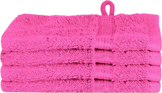 vidaXL - Washandjes - 4 - pcs - Roze - 15 - x - 21 - cm - Katoen