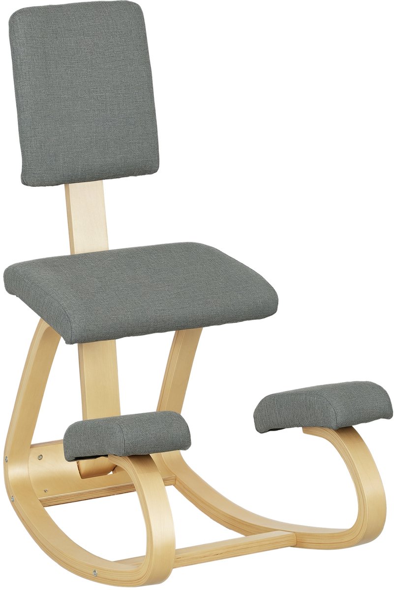 HOMCOM-Knielende stoel-Berkenhout-51x84x93cm-Grijs