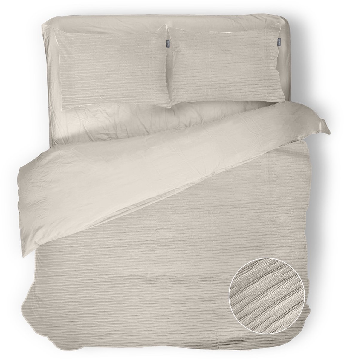 Eleganzzz Dekbedovertrek Serenity Flow - Sandy Beige - Dekbedovertrek 200x200/220cm - Micropercal -Tweepersoons - Dekbedovertrekken - Effen Dekbedovertrek