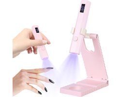 Mini UV nagel lamp - Nagel lamp LED UV voor Gellak - UV nagellamp met digitaal display - twee timingmodi - draagbare nagellamp - nageluithardingslamp - geen zwarte handen - verstelbare hoek - gelnageldroger - Roze
