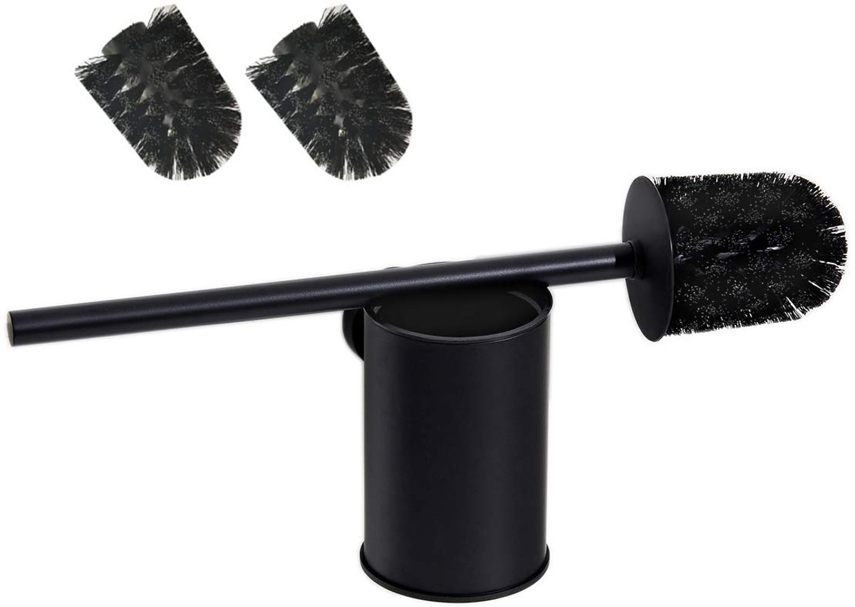Ibenzoa® Elegante zwarte wandhouder voor toiletborstel van roestvrij staal met ruimtebesparend design
