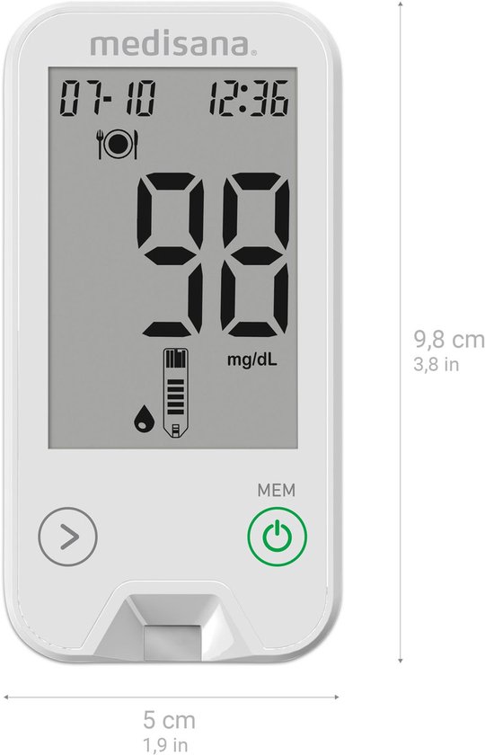 medisana Bloedglucosemeter Meditouch2 mg/dL (versie voor België)