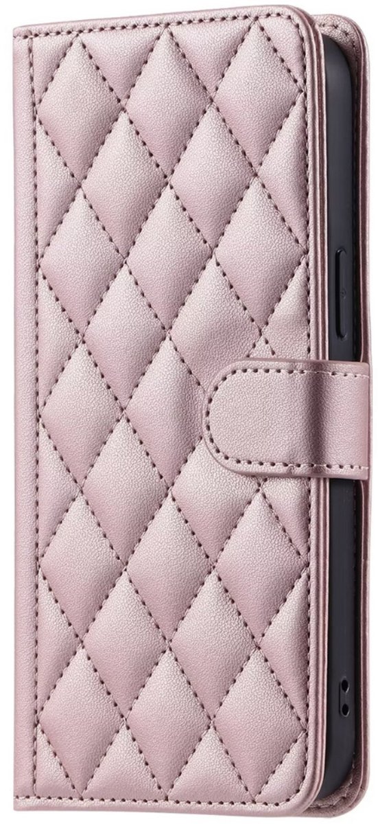 Hoesje geschikt voor iPhone 17 - Bookcase - Pasjeshouder - Koord - Kunstleer - Rose Goud