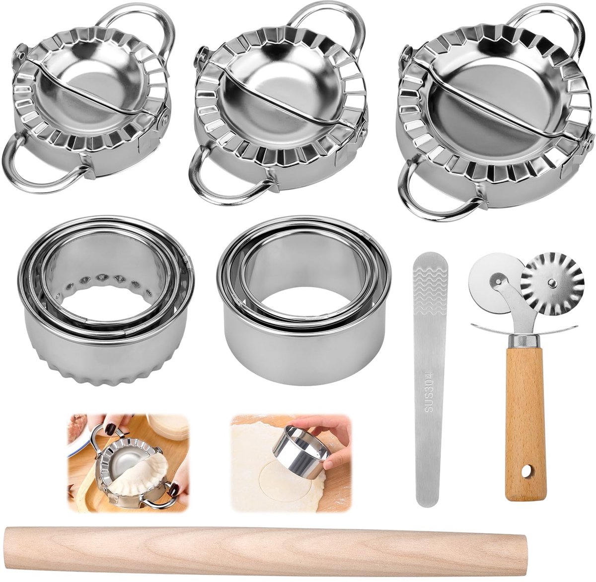 Kigniote Ravioli Former Dumpling Maker 12 stuks Dumpling Former RVS Ravioli Cutter Set Tortellini Maultaschen Former Empanadas Gyoza Maker voor Keukengereedschap Dumpling Ravioli Cutters
