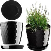 Set 3 Plantes Artificielles Intérieur/extérieur – 24x20 Cm, Pot Noir, Décoration Salle De Bain Bureau