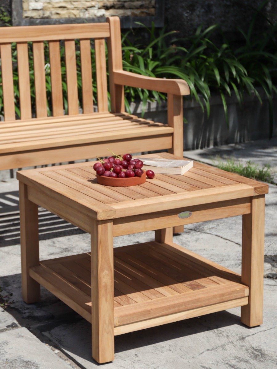 Bijzettafels Tuin Teak Hout - Set Van 2 - Rond & Duurzaam Bijzettafels Tuin Teak Hout - Set Van 2 - Rond & Duurzaam