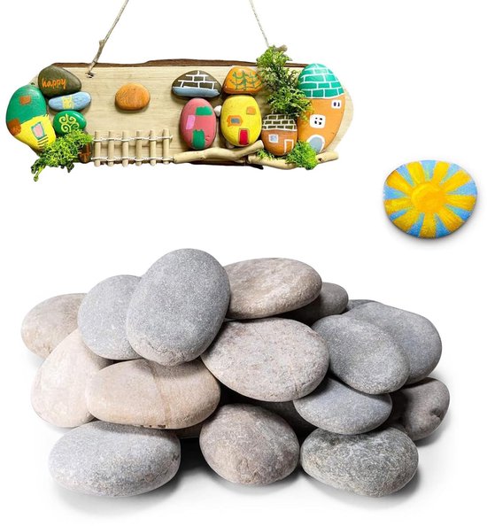 MisFun 20 Pièces Galets A Peindre, Galets Naturels Cailloux Decoratif, Pierres Plates à Peindre DIY Peintes Rocher, Galets De Plage, Galets Peints à La Main Pour Décoration De Jardin, Aquarium