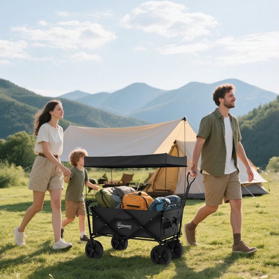 Outsunny Bollerwagen Stahl, Oxfordstoff Schwarz van Outsunny — afbeelding 5