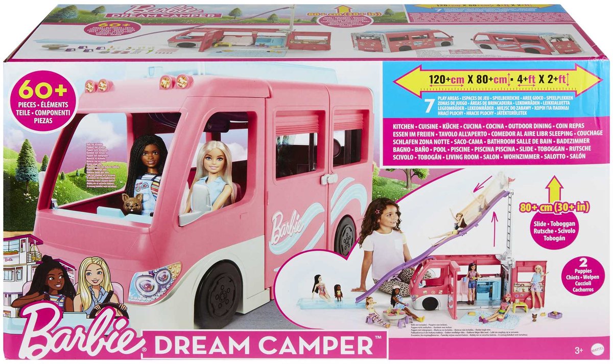 Barbie - Droomcamper Barbie auto - Speelset met Barbie meubels en glijbaan — afbeelding 2