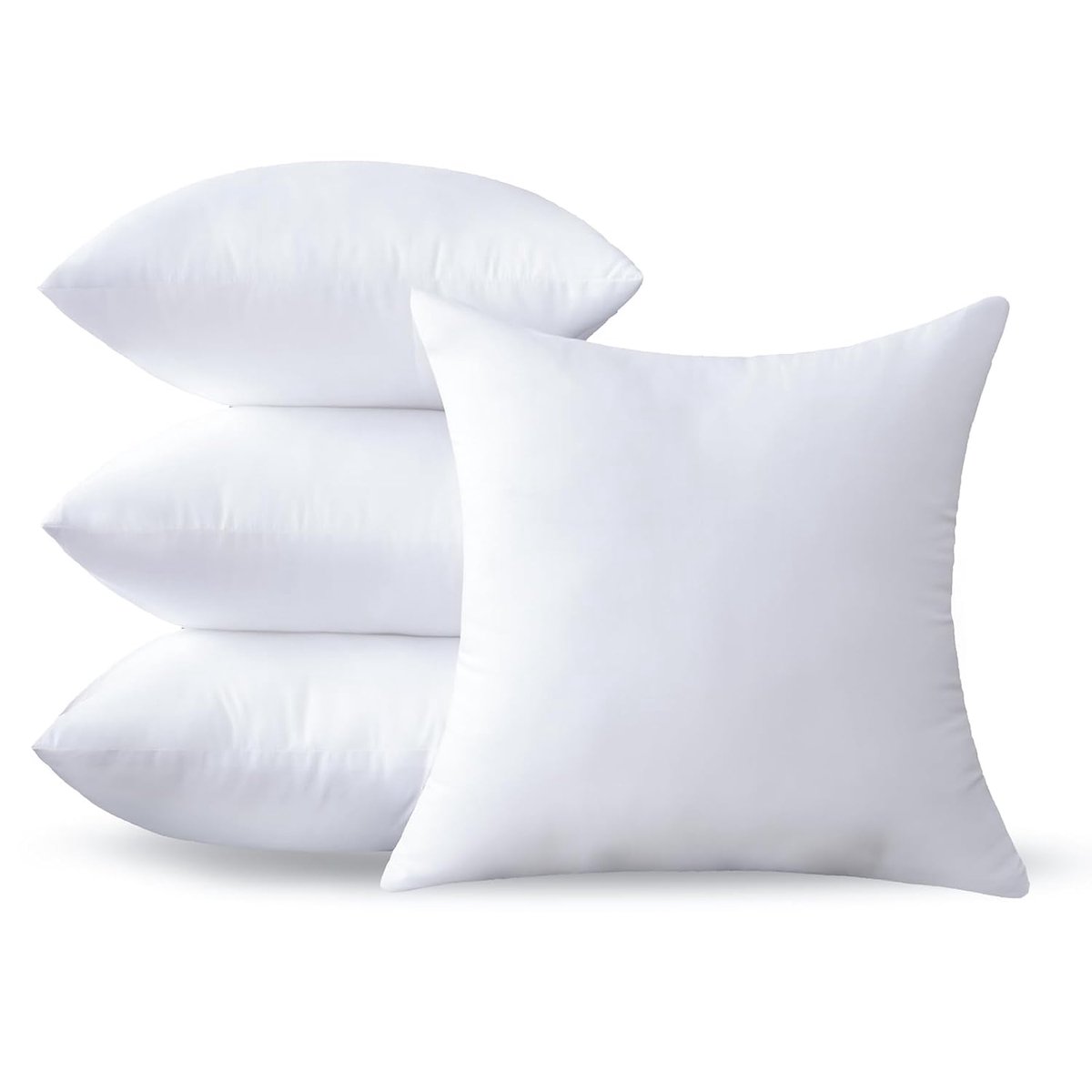 Set van 4 kusseninzetstukken - decoratief en zacht - 16 x 16 cm - wit