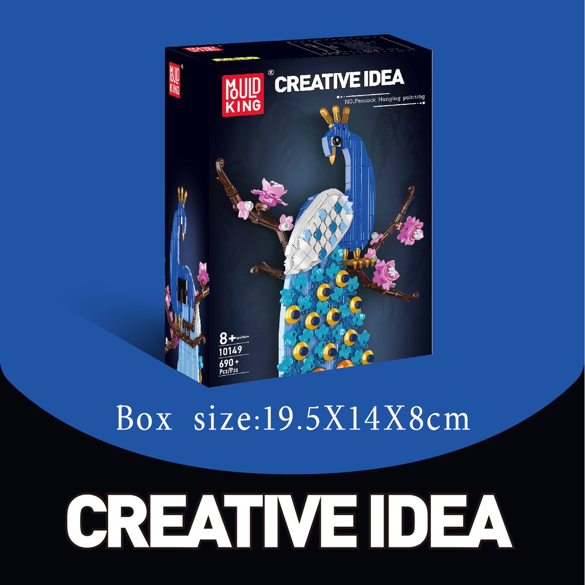 Mould King Pauw met bloemen Wall Art bouwset | Botanical flowers collection | Classic Creator STEM speelgoed bloemenpracht modelbouw | Educatief Icons kunst bloemenboeket bouwpakketten voor volwassenen & kinderen | Geschikt voor Lego | 690 bouwstenen — afbeelding 7