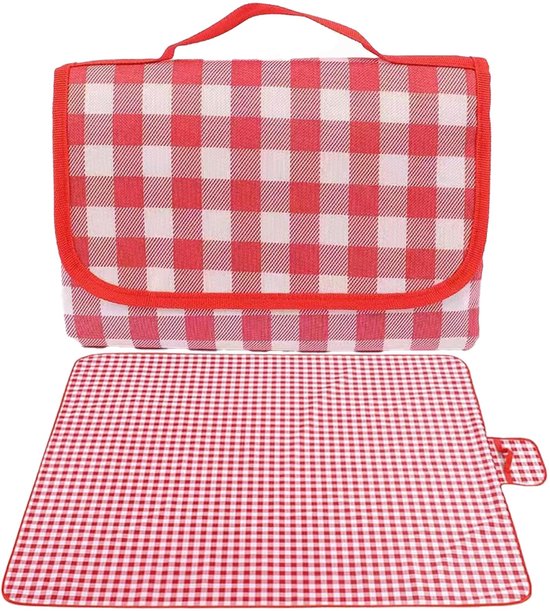 Relaxdays picknickkleed xxl, 200 x 300 cm, waterdichte onderkant, park, strand, camping, geruit buitenkleed, groen