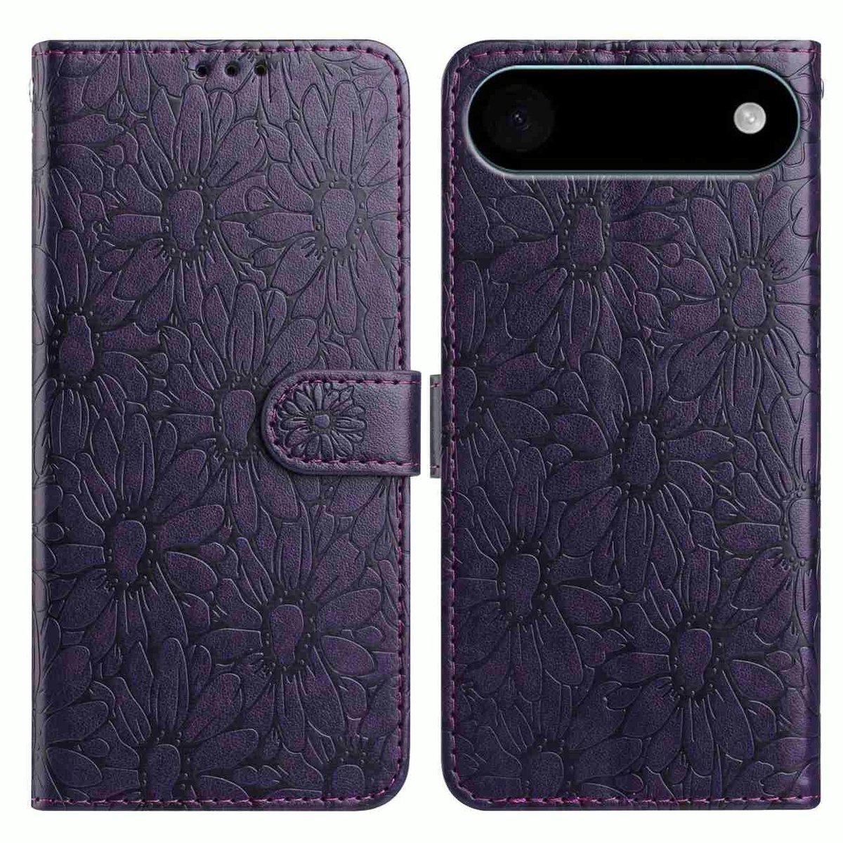 Mobigear Telefoonhoesje geschikt voor Apple iPhone Air Hoesje | Mobigear Flowers Bookcase Portemonnee | Pasjeshouder voor 3 Pasjes | Telefoonhoesje voor Pinpas / OV Kaart / Rijbewijs - Paars