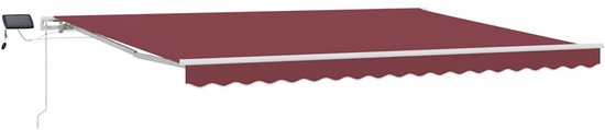 vidaXL - Auvent - manuel - extensible - avec - LED - 450x300 - cm - rouge bordeaux