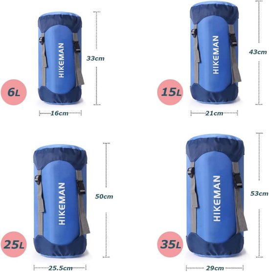 Slaapzak compressiezak - M - 15L - 21*43CM - Geschikt voor slaapzakken met een gewicht van 1,0kg-1,5kg - Waterdichte, ultralichte, compacte ruimtebesparende uitrusting - Geschikt voor kamperen, reizen en buitenactiviteiten van Merkloos — afbeelding 5