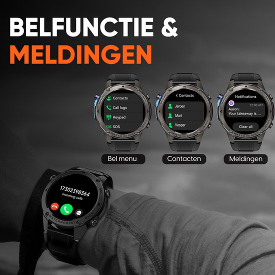 LIGE Ingebouwde GPS Smartwatch Heren, 1.43 AMOLED Smartwatch met LED