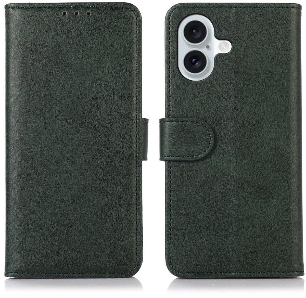 Mobigear Telefoonhoesje geschikt voor Apple iPhone 17 Hoesje | Mobigear Wallet Bookcase Portemonnee | Pasjeshouder voor 3 Pasjes | Telefoonhoesje voor Pinpas / OV Kaart / Rijbewijs - Groen