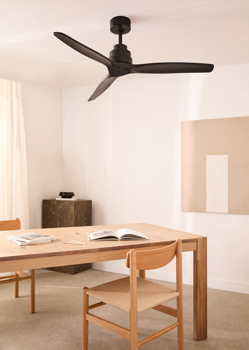 CREATE - Plafondventilator 40W silent Ø132 cm - Met Wifi - Met Afstandsbediening - 6 Snelheden - Timer - Zomer/Winter functie - Zwart - WIND STYLANCE – foto 7