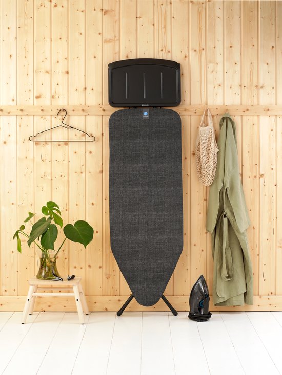 Brabantia Planche à repasser C - avec repose-fer pour générateur à vapeur solide - 124x45 cm - Denim Black
