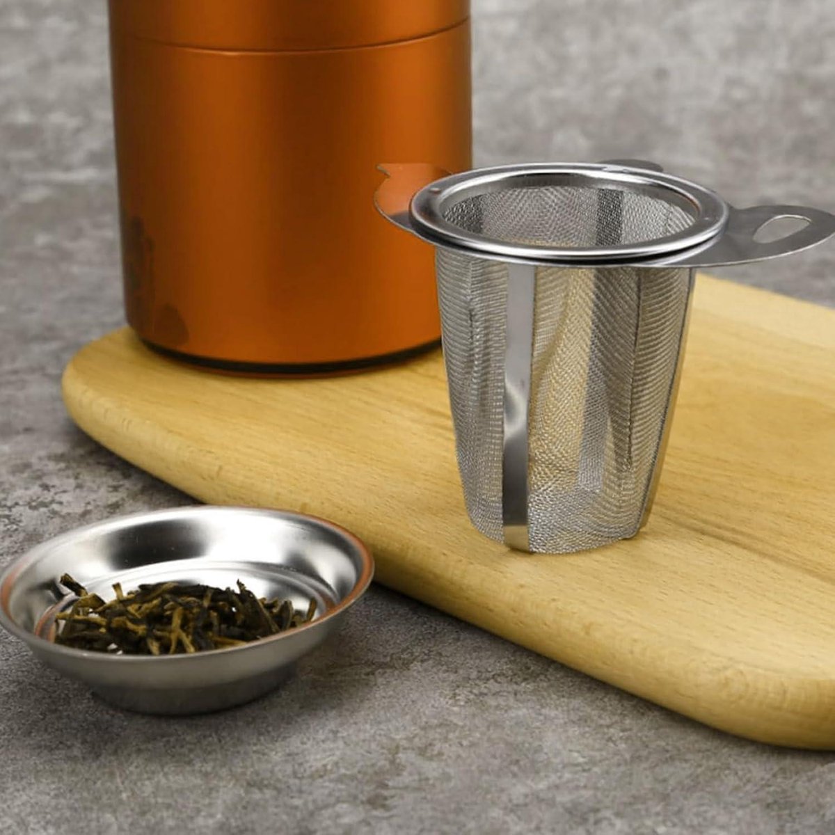 Theefilters, theefilters van roestvrij staal 304, theefilters voor kopjes met dubbele handgreep en deksel, herbruikbaar theefilter voor de meeste kopjes en theeschalen, 2 stuks