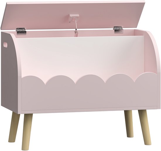 Speelgoedkist Vestnes roze en wit 60x30x44 cm [en.casa] — afbeelding 3