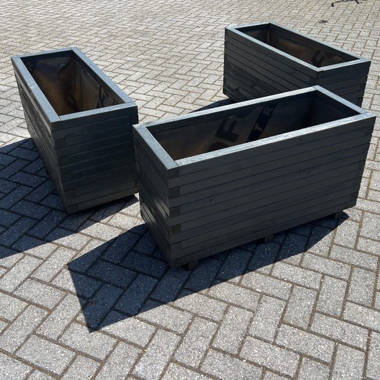 AMISHOUT - Jardinière haute en bois 100x40x54 cm - anthracite - jardinière d'extérieur