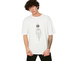 Trendyol Zwart Oversized/Wijd Gesneden Geometrisch Bedrukt 100% Katoenen T-Shirt Met Korte Mouwen Tmnss22Ts0155