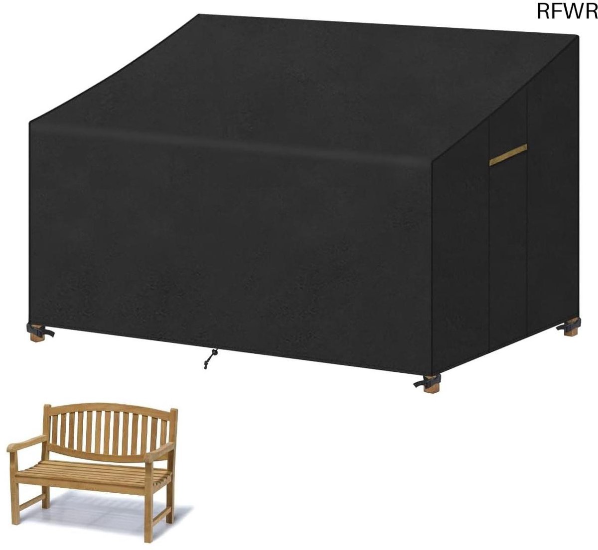 RFWR Waterdichte 2-zits tuinbankhoes - Beschermhoes voor balkon en terras, 135x70x63/89 cm Zwart