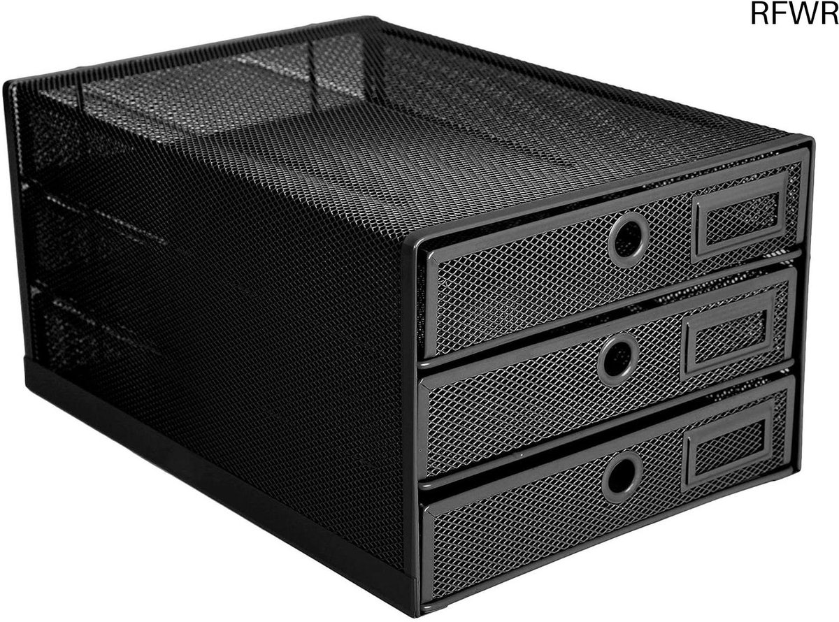 RFWR® Papiersorteerder met 3 lades voor A4-documenten - Multifunctionele bureau-organizer in zwart