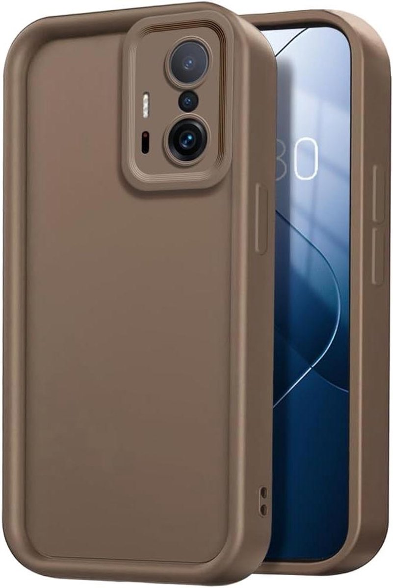 Allecto Plus - Smartphonetasje in siliconen, schokbestendig en beschermend - Bruin met Verhoogde Randen - Voor VIVO Y29s 5G.