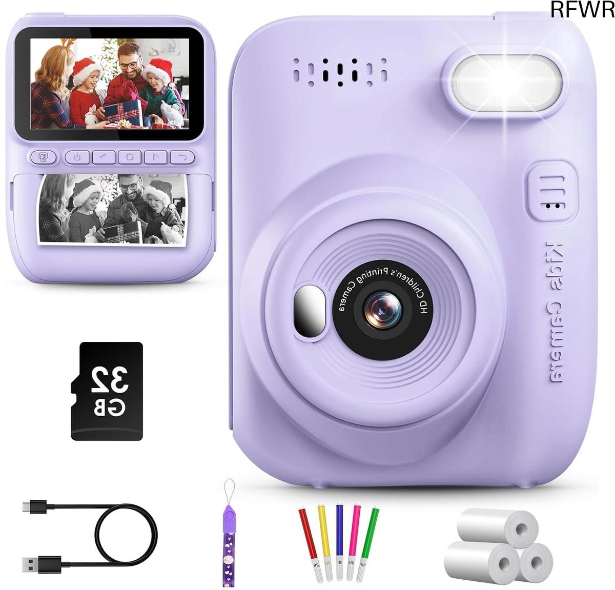RFWR® Directe Kindercamera 3,0 Inch - 14 MP Met 32 GB Kaart - 1080p Digitale Camera Voor Kinderen