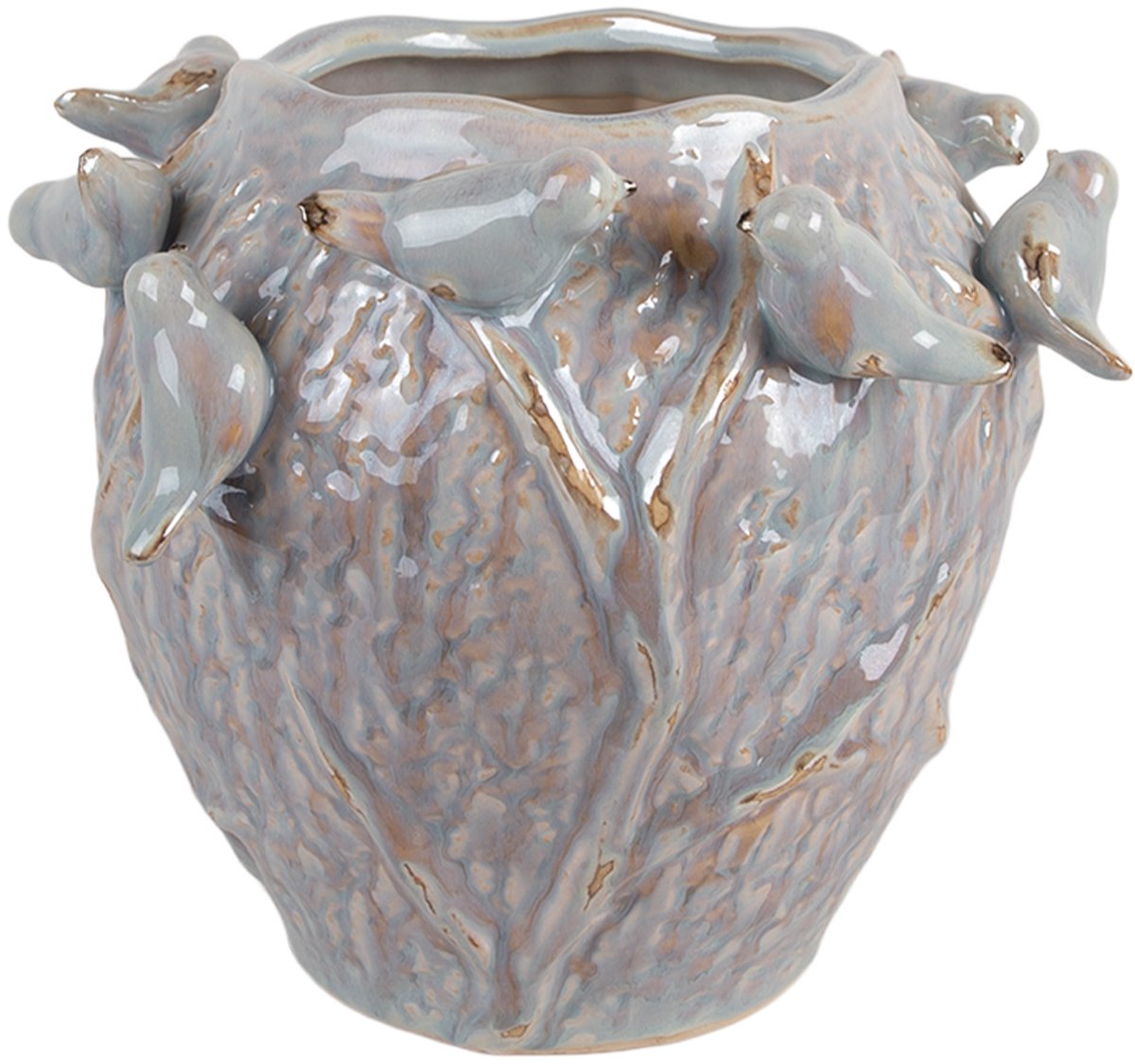 Clayre & Eef Bloempot Ø 25x20 cm Blauw Terracotta