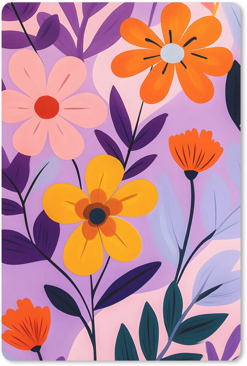 Muismat 18x27 cm - Mousepad Bloemen - Kleurrijk - Bladeren - Muismatten