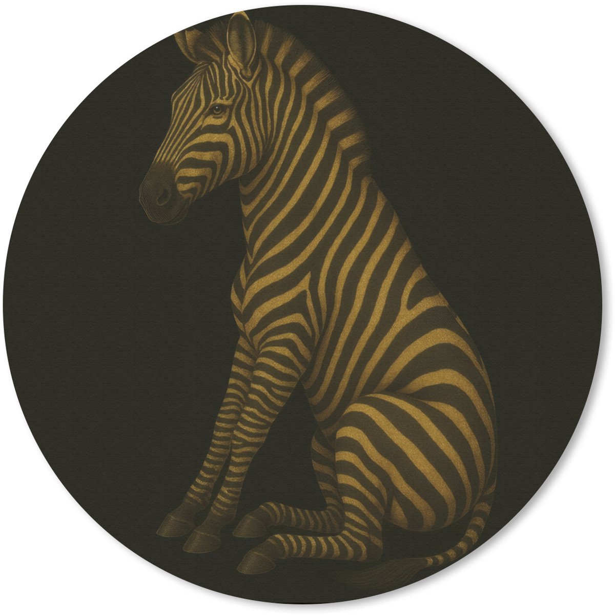 Muismat rond 50x50 cm - Mousepad Zebra - Strepen - Goud - Ronde muismatten