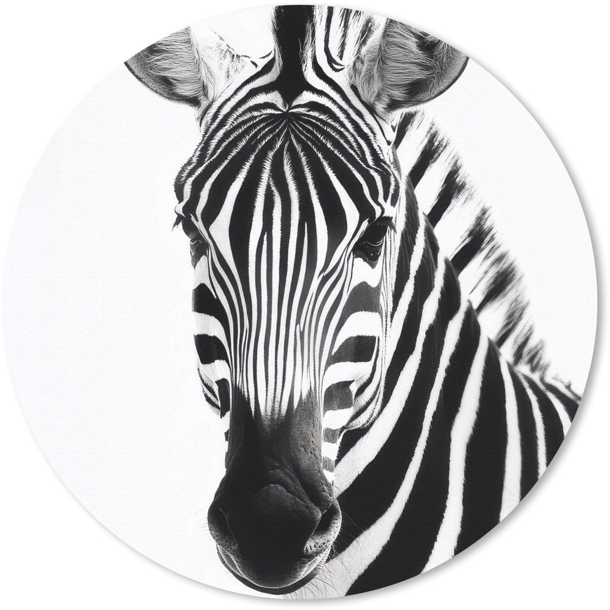 Muismat rond 50x50 cm - Mousepad Zebra - Close-up - Zwart - Strepen - Ronde muismatten