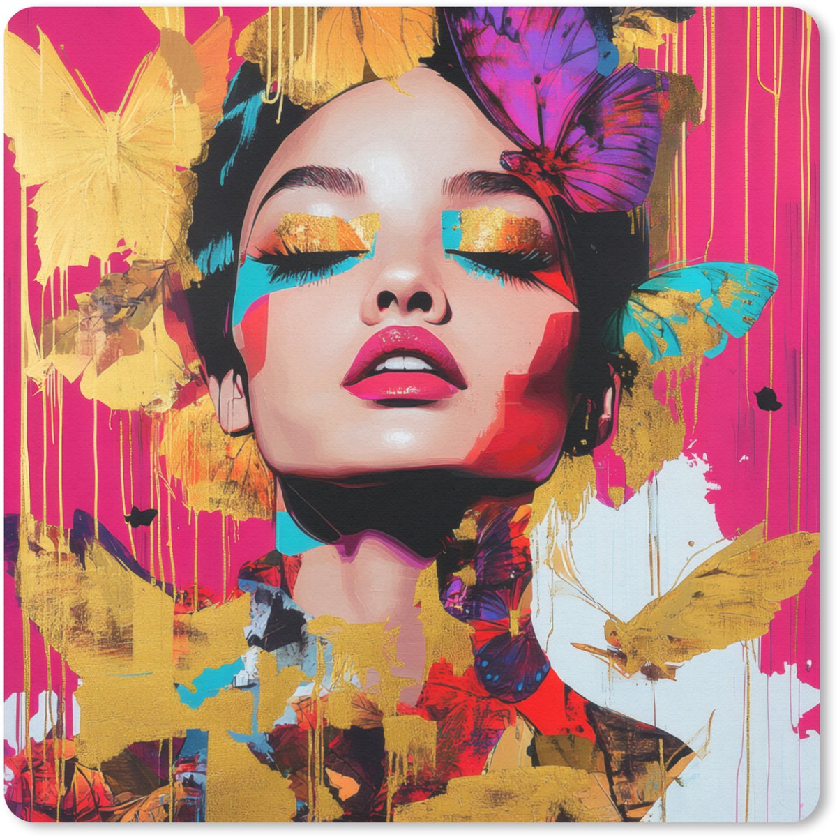 Muismat 30x30 cm - Mousepad Vrouw - Abstract - Kleurrijk - Muismatten
