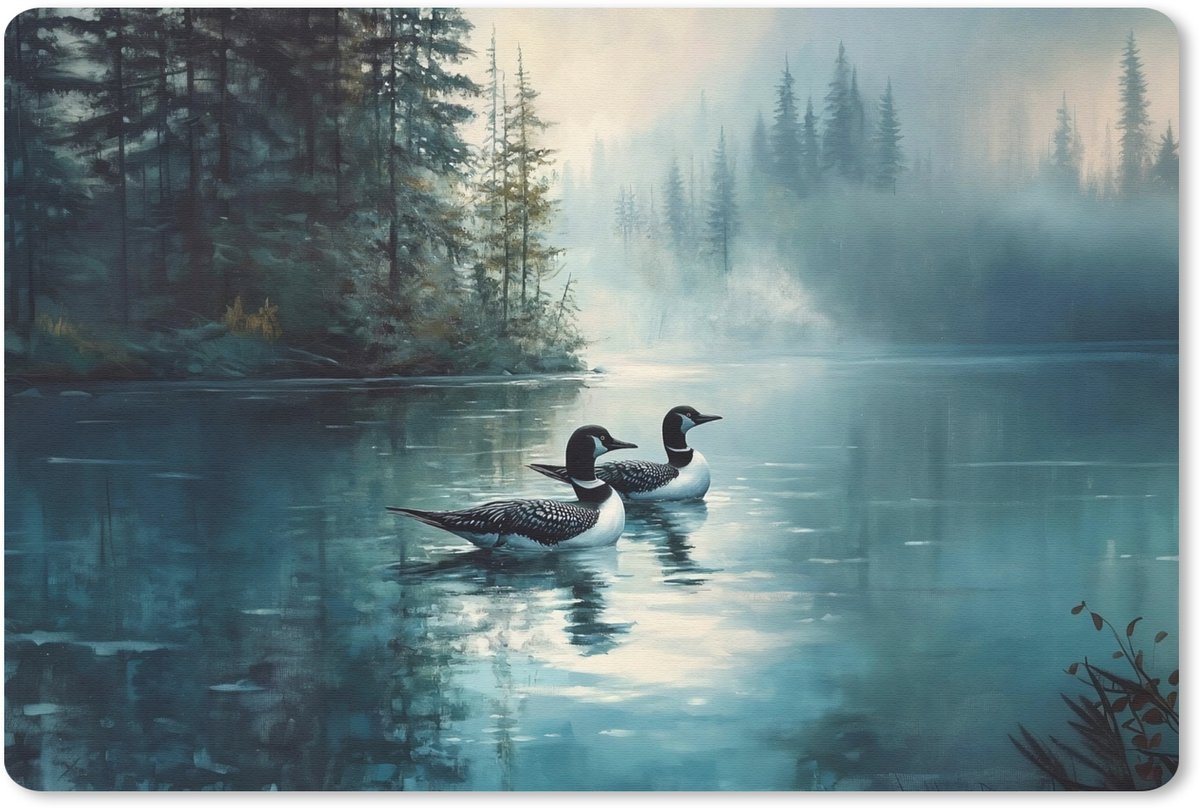 Muismat 27x18 cm - Mousepad Bos - Water - Eenden - Mistig - Muismatten